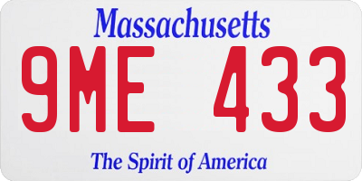 MA license plate 9ME433