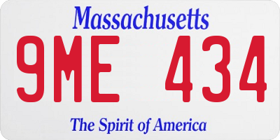 MA license plate 9ME434