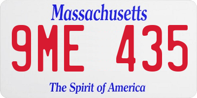 MA license plate 9ME435