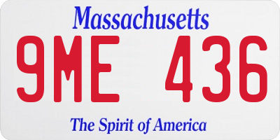MA license plate 9ME436