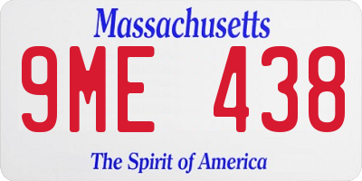MA license plate 9ME438