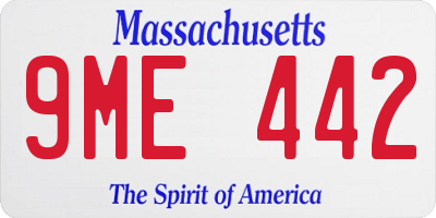 MA license plate 9ME442