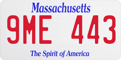 MA license plate 9ME443