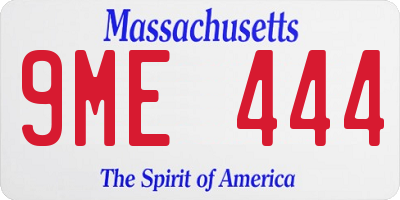 MA license plate 9ME444