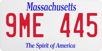 MA license plate 9ME445