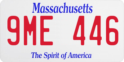MA license plate 9ME446