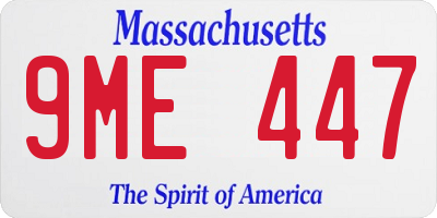 MA license plate 9ME447
