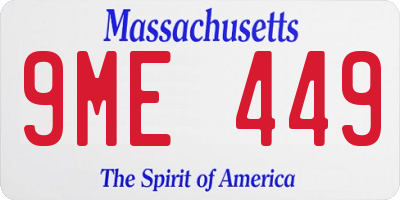 MA license plate 9ME449