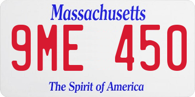 MA license plate 9ME450