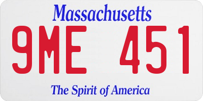 MA license plate 9ME451