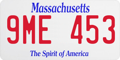 MA license plate 9ME453