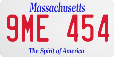 MA license plate 9ME454
