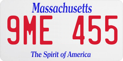 MA license plate 9ME455