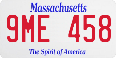 MA license plate 9ME458