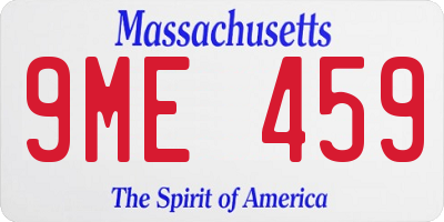 MA license plate 9ME459