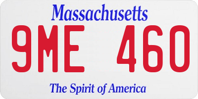 MA license plate 9ME460