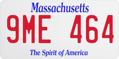 MA license plate 9ME464