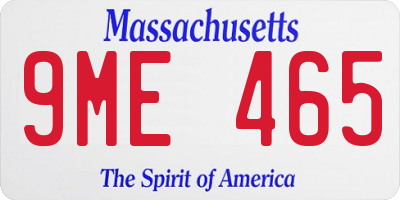 MA license plate 9ME465