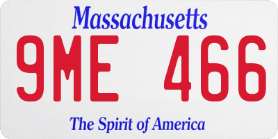 MA license plate 9ME466