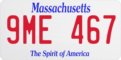MA license plate 9ME467