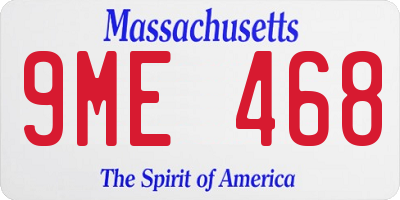 MA license plate 9ME468