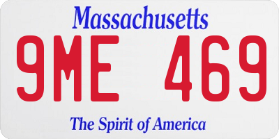 MA license plate 9ME469