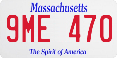 MA license plate 9ME470