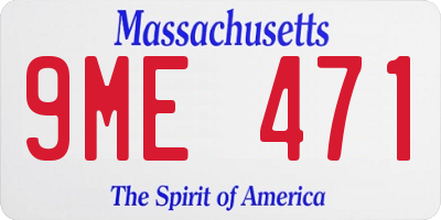 MA license plate 9ME471