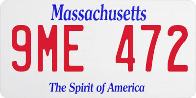 MA license plate 9ME472