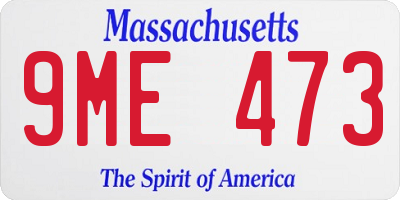 MA license plate 9ME473