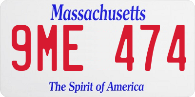 MA license plate 9ME474