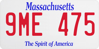 MA license plate 9ME475