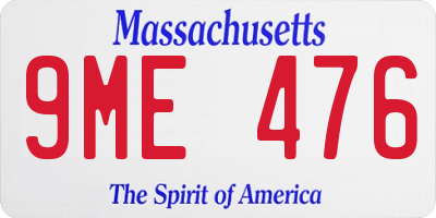 MA license plate 9ME476