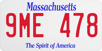 MA license plate 9ME478