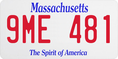 MA license plate 9ME481