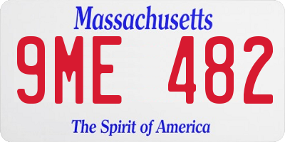 MA license plate 9ME482