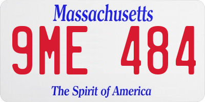 MA license plate 9ME484