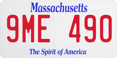 MA license plate 9ME490