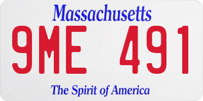 MA license plate 9ME491