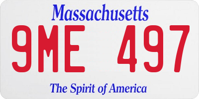 MA license plate 9ME497