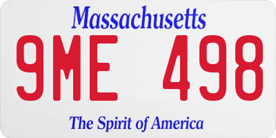 MA license plate 9ME498