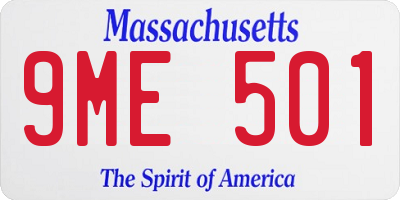 MA license plate 9ME501