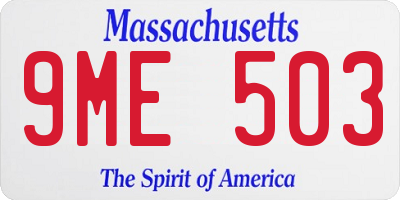 MA license plate 9ME503