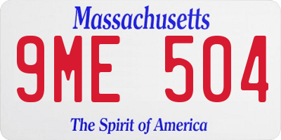 MA license plate 9ME504