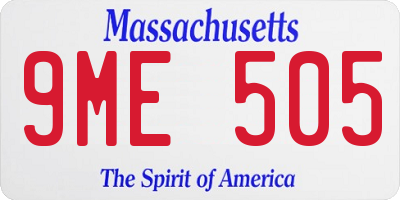 MA license plate 9ME505