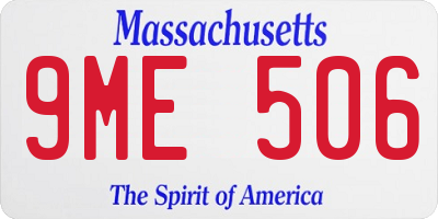 MA license plate 9ME506