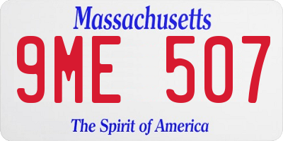 MA license plate 9ME507