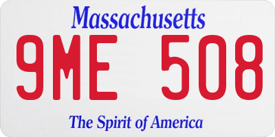 MA license plate 9ME508