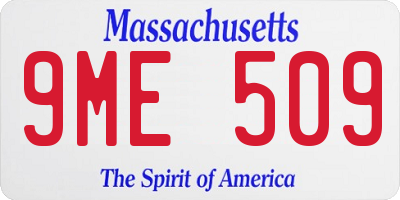 MA license plate 9ME509