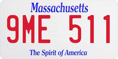 MA license plate 9ME511